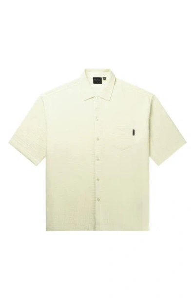 Daily Paper Enzi Solid Short Sleeve Cotton Seersucker Button-up Shirt In Icing Yellow