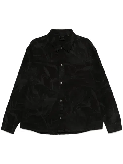 Daily Paper Floral-laser Denim Shirt In Black