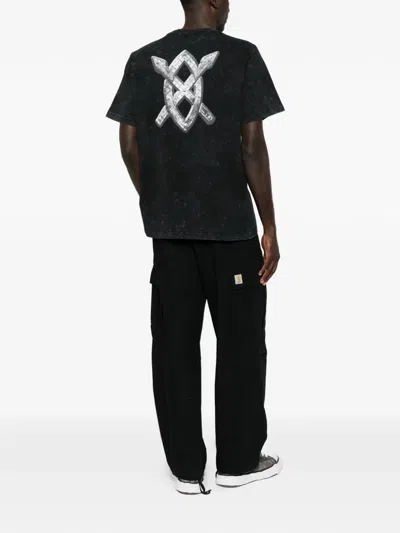 Daily Paper Graphic-print Acid-wash T-shirt In Black