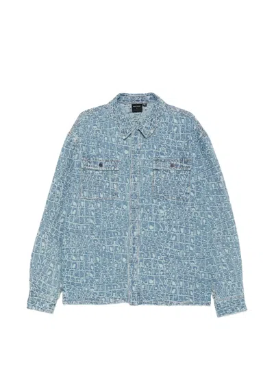 Daily Paper Jacquard-pattern Denim Shirt In Blue