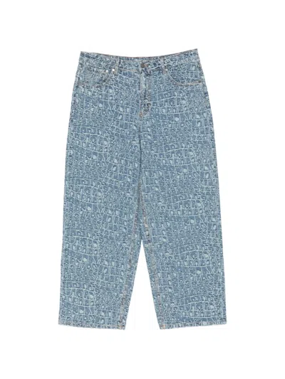 Daily Paper Jacquard-pattern Jeans In Blue