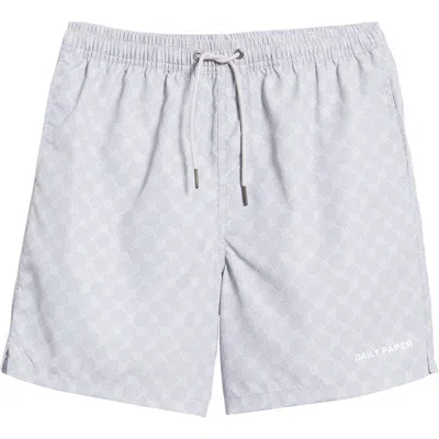 Daily Paper Kato Monogram Swim Trunks In Sleet Grey