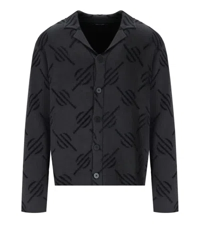 Daily Paper Kirabo Monogram Dark Grey Cardigan In Black