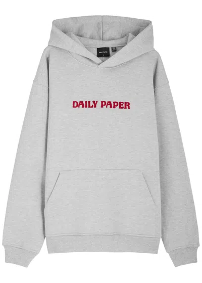 Daily Paper Logo Hooded Jersey Sweatshirt In Grey