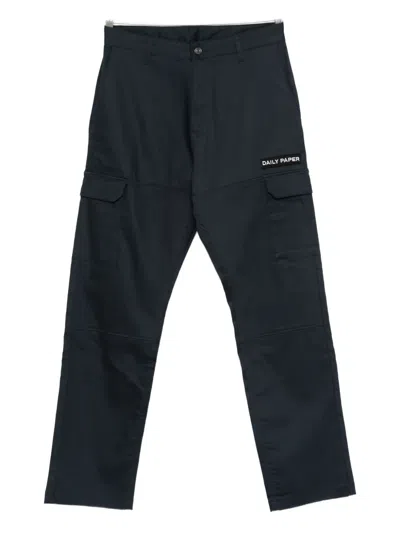 Daily Paper Logo-patch Cargo Trousers In Blue