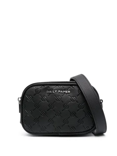 Daily Paper Logo-plaque Monogram-pattern Shoulder Bag In Black