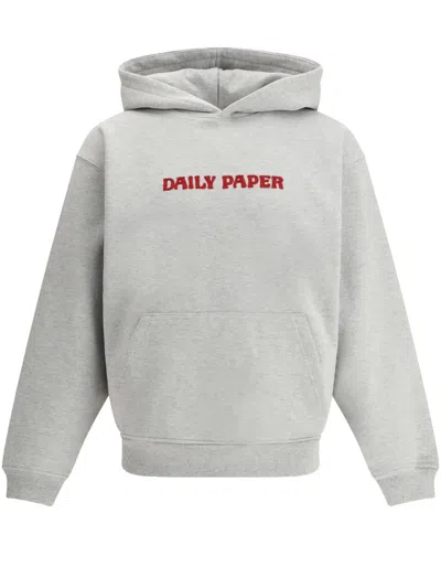 Daily Paper Logo-print Hooded Sweatshirt In Grey