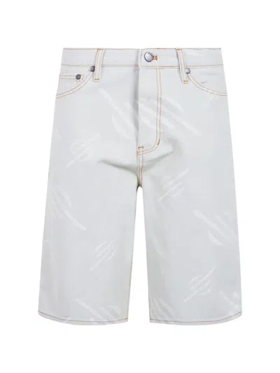 Daily Paper Logo-print Contrast-stitch Shorts In Blue