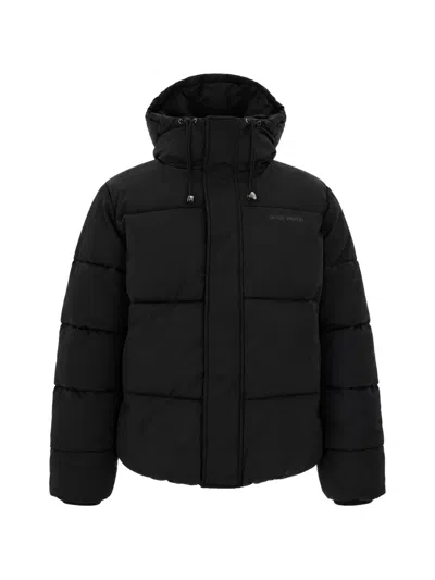 Daily Paper Logo-print Quilted Hooded Coat In Black