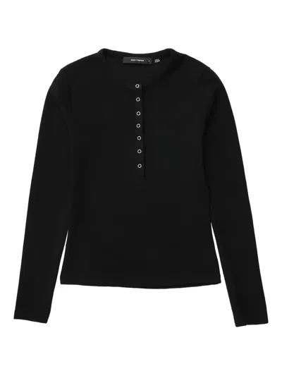 Daily Paper Long-sleeve Polo Top In Black