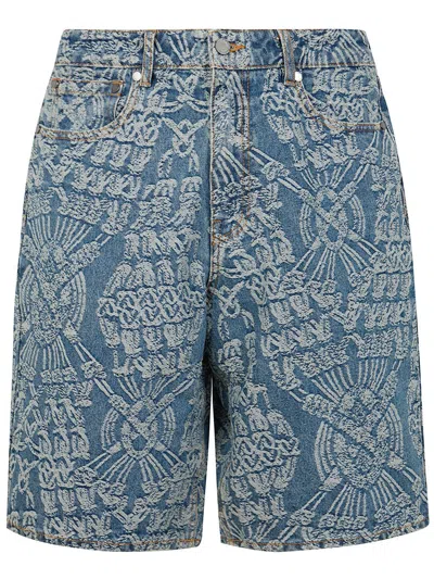 Daily Paper Macrame Denim Shorts In Multi