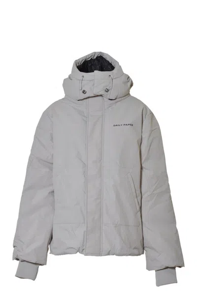 Daily Paper Matte Nylon Puffer Jacket With Satin Finish In Gray