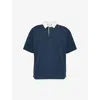 DAILY PAPER DAILY PAPER MEN'S PAGEANT BLUE SHIELD LOGO-EMBROIDERED COTTON-JERSEY POLO SHIRT