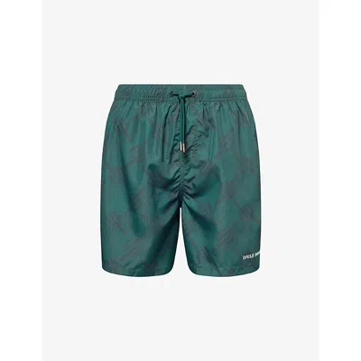 Daily Paper Mens Dotted Graphic-print Logo-print Swim Shorts Bistro Green Xl