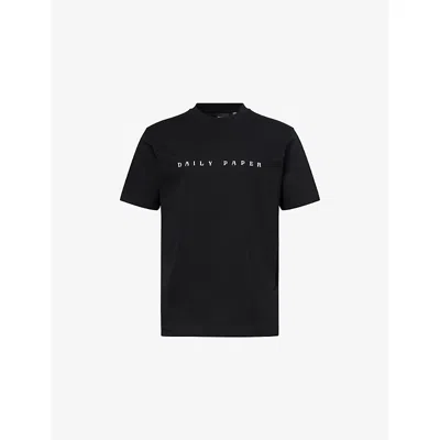 Daily Paper Mens Black Burning Shield Crewneck Cotton-jersey T-shirt Xl