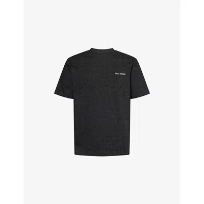 Daily Paper Mens Graphic-print Crewneck Cotton T-shirt Black