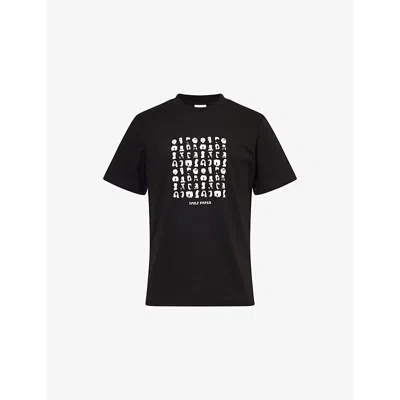 Daily Paper Mens Hair Grid&nbsp;graphic-print Cotton T-shirt Black