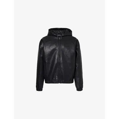 Daily Paper Mens Black Scuba Hooded Faux-leather Jacket Xl