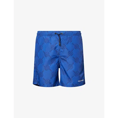 Daily Paper Mens Dotted Logo-embroidered Swim Shorts Blue