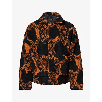 Daily Paper Mens Burned Shield Fleece Jacket Black Xl