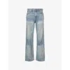 Daily Paper Mens Blue Amba Monogram-pattern Straight-leg Denim Jeans In Blue