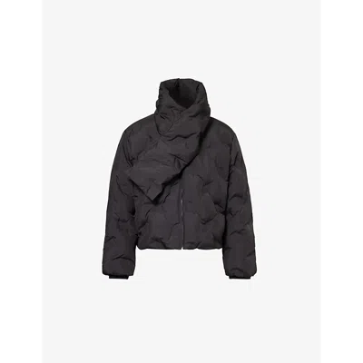 Daily Paper Mens  Ayan Wrap-collar Shell-down Puffer Jacket In Jet Black
