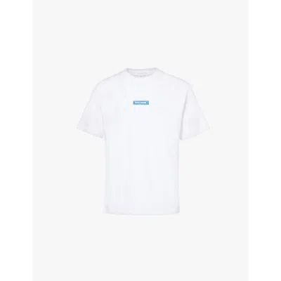 Daily Paper Mens White Blueprint Graphic-print Cotton T-shirt