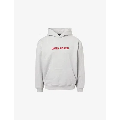 Daily Paper Mens Brand-embroidered Oversized-fit Cotton-blend Hoody Grey