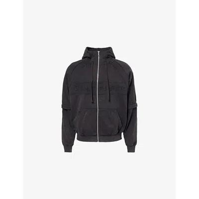 Daily Paper Mens Branded Faded-wash Cotton-jersey Hoody Black
