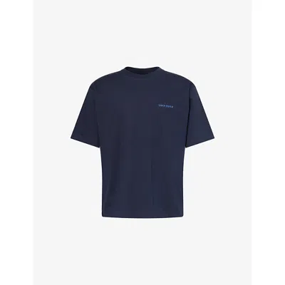Daily Paper Mens Sky Captain Blue Candle Label Graphic-print Cotton Shirt