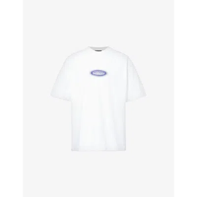 Daily Paper Mens Crewneck Brand-print Cotton-jersey T-shirt White