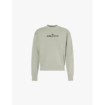 Daily Paper Mens Shadow Green Forum Logo-pattern Knitted Cotton Jumper