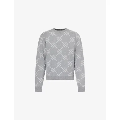 Daily Paper Mens Grey Tevin Monogram Cotton-blend Knitted Jumper In Gray
