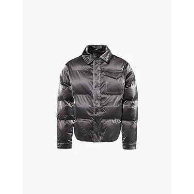 Daily Paper Mens Obsidian Black Wole Patch-pocket Woven Puffer Jacket