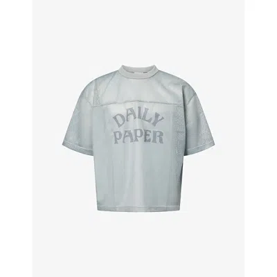 Daily Paper Mens Dawn Blue Boxy Mesh Woven T-shirt