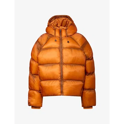 Daily Paper Mens Dias Raglan Sleeve Puffer Jacket Hawaiian Sunset In Orange