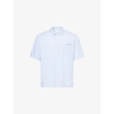 Daily Paper Mens Embroidered-logo Striped Cotton Blend Shirt