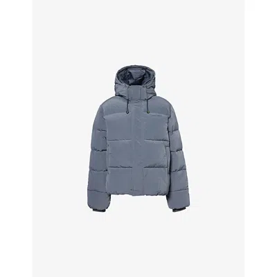 Daily Paper Mens Grey Blue Ripstop Hooded Shell Jacket