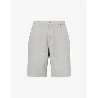 Daily Paper Mens Grey Washed Monogram Cotton Shorts In Gray
