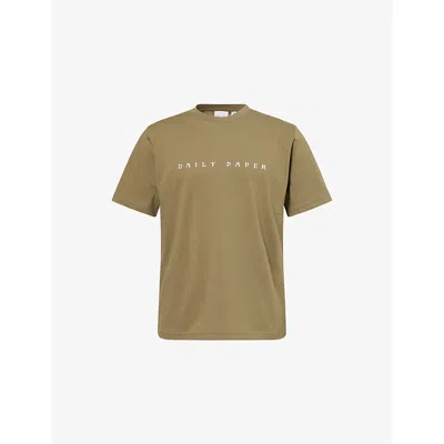 Daily Paper Mens Kalamata Alias Dias Crewneck Cotton-jersey T-shirt In Brown
