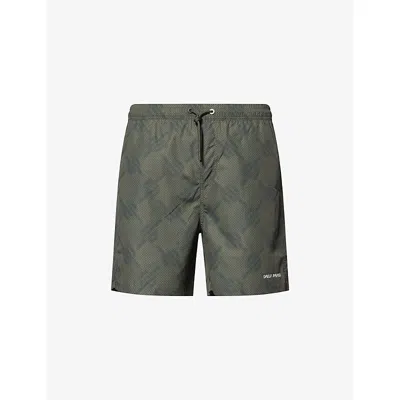 Daily Paper Mens Kalamata Dotted Monogram Swim Shorts In Green