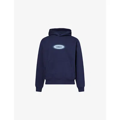 Daily Paper Mens Navy Brand-print Kangaroo-pocket Cotton-jersey Hoody