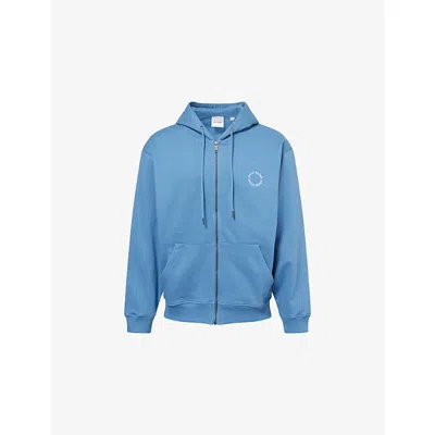 Daily Paper Mens Quiet Harbor Orbit Brand-embroidery Cotton-jersey Hoodie In Blue