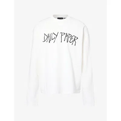 Daily Paper Mens Scribble Brand-print Cotton T-shirt White