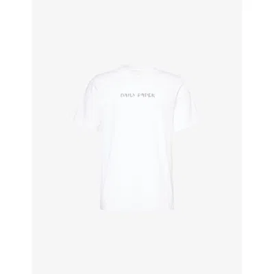 Daily Paper Mens Shield Focus Graphic-print Cotton T-shirt White