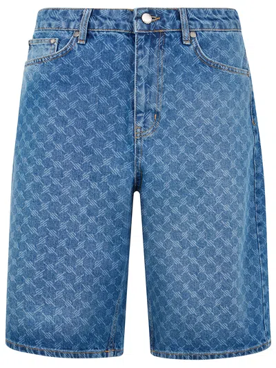 Daily Paper Monogram Denim Shorts In Blue