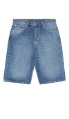 Daily Paper Monogram Denim Shorts In Blue