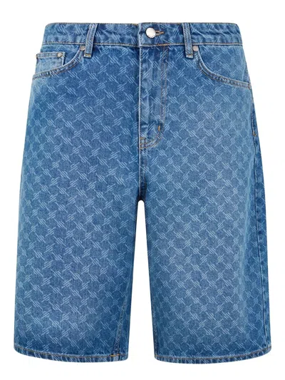 Daily Paper Monogram Denim Shorts In Blue