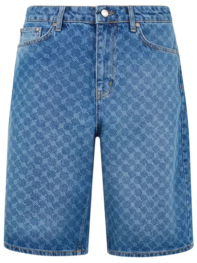 Daily Paper Monogram Denim Shorts In Blue