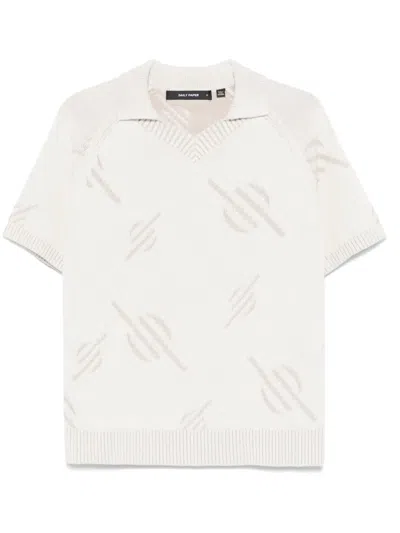 Daily Paper Monogram-intarsia Top In Beige
